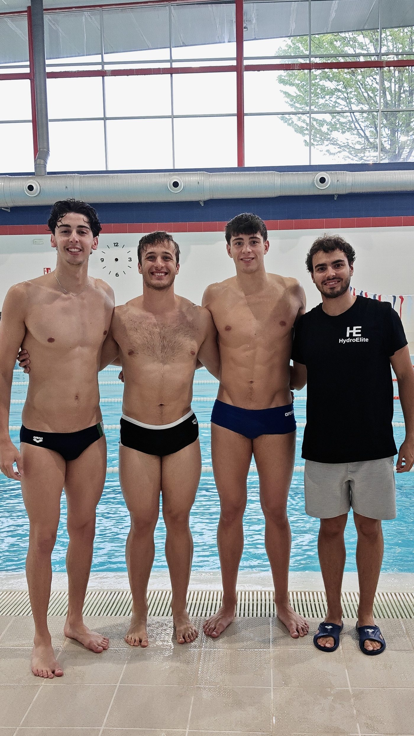 Sergio Ordóñez con Simone Locchi, Davide Cremonini y Lorenzo Mancardo al terminar el clinic